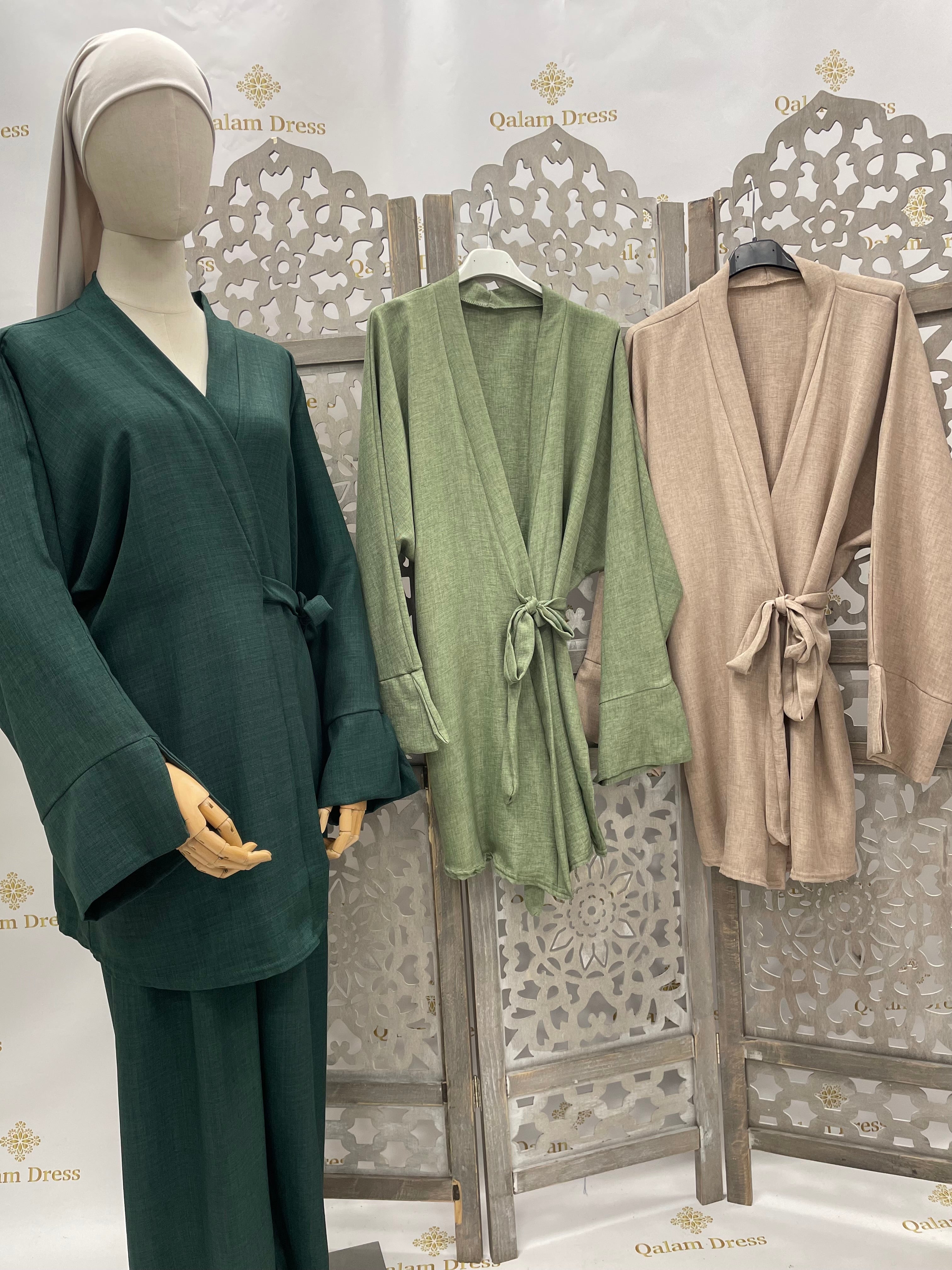 Ensemble LINO palazzo Tunique cache coeur Qalam Dress Tendance Hijab
