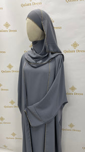 ensemble de Kimono 3 pieces sous robe voile en soie de medine avec fil doree tendance hijab mode modeste