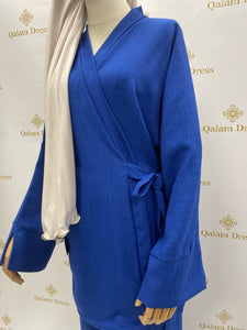 ensemble type Lin Pantalon tunique cache cœur a nouer vert emeraude vert foret ceinture qalam dress tendance hijab fashion