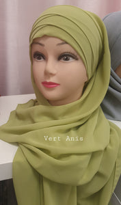hijab a enfiler pour femmes musulmanes all mousseline vert anis