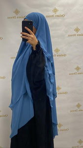 Khimar long 3 voiles mousseline mastour mastoura jilbeb ramadan mosquée abaya hijeb hijab tunique jilbeb mode modeste fashion qalam dress boutique musulmane femme voilées hijab france robe abaya blanche