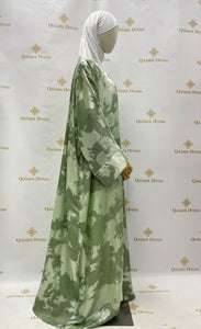 kimono farasha papillon effet imprimer vert kaki vert deau strass manches tendance hijab qalam dress boutique 