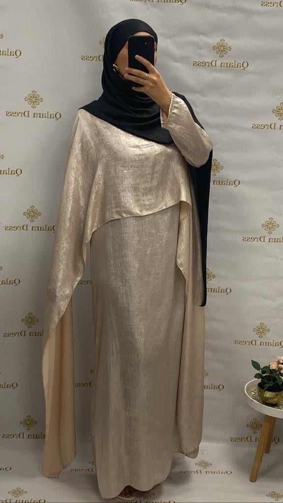 Robe cape droite dubai mode modeste modeste fashion manche papillon Robe du soir soirée mariage évenement demoiselle d'honneur abaya hijeb hijab tunique jilbeb mode modeste fashion qalam dress boutique musulmane femme voilées hijab france robe abaya blanche