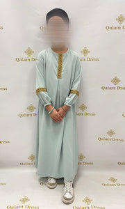 robe fille soumaya vert d'eau aid ramadan details manches et col tendance hijab boutique de femmes musulmanes