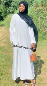 Abaya Alyah manches de type kimono coupe evasee  hijab tendance mastour mode modeste blanche evenements occasion 