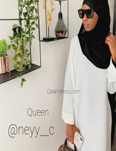maxi abaya grande taille blanc  abaya hijab tunique jilbeb khimar kimono femme voilées  mastour mode modeste fashion - Qalam Dress Boutique 