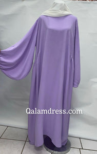 Abaya en jazz grande taille manches bouffantes lila mastour hijab vetement femme musulmane qalam dress boutique 
