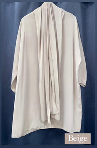 Abaya petite fille hijab integrer fille beige bleu jean en soie de medine ramadan aid tenue de priere 