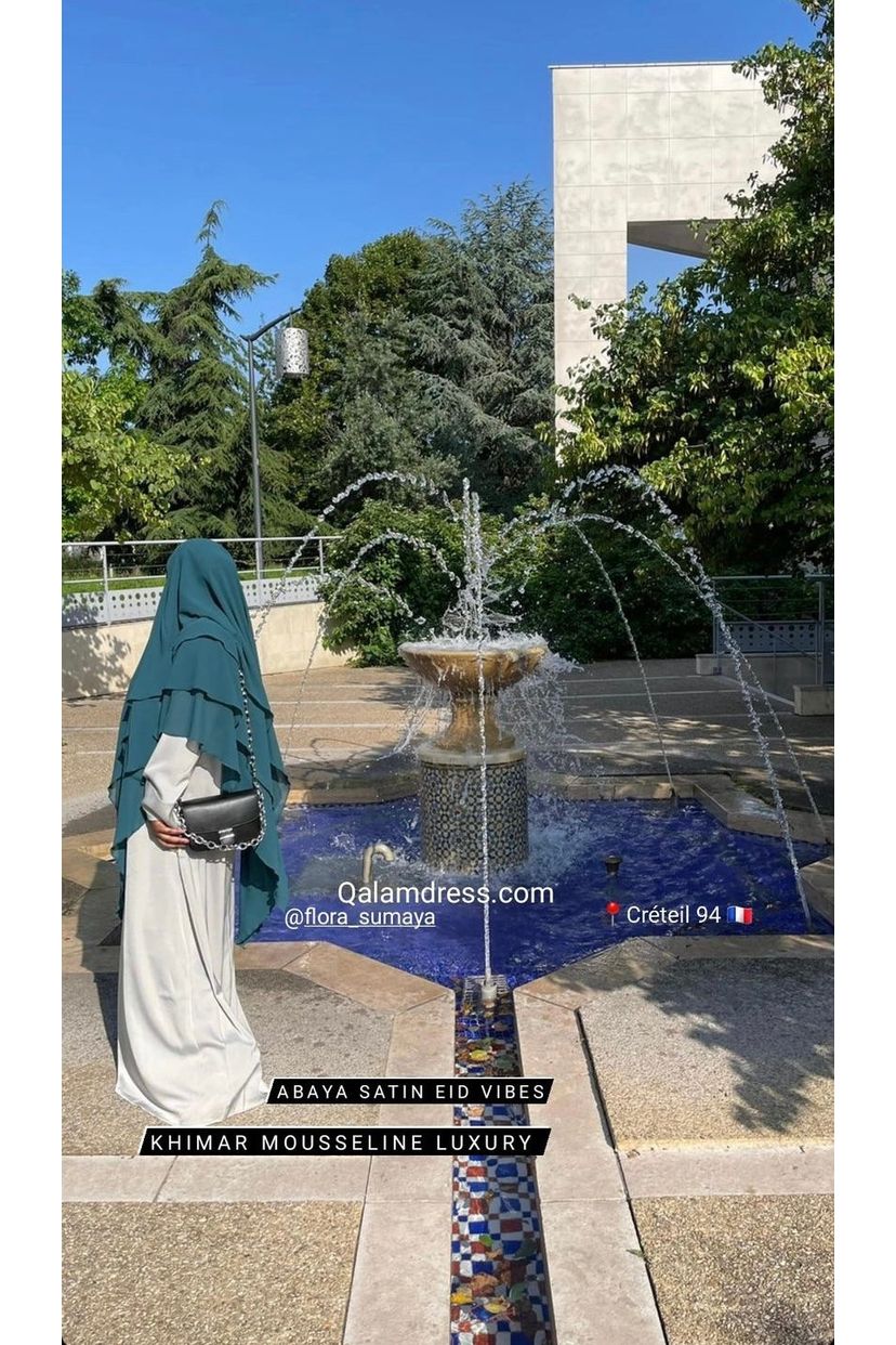 Abaya hijab hijeb robe satin ensemble hijab à enfiler hijab une pièce tunique jilbeb mode modeste fashion qalam dress boutique musulmane abaya pas cher