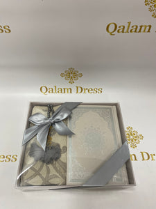 coffret coran couleur QR code coffret tapis de prière coran tasbih mariée hajj ramadan coran à offrir rose blanc gris noir bleu or doré beige