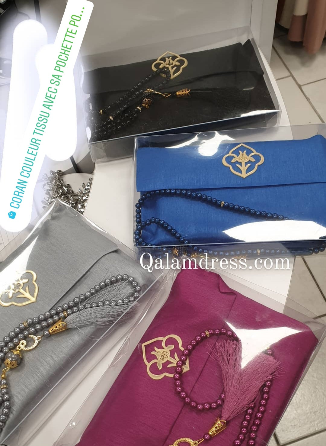 CORAN COULEUR TISSU AVEC SA POCHETTE POUR ARABOPHONES
