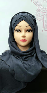 hijab à enfiler bleu jean pratique une pièce abaya hijab tunique jilbeb mode modeste fashion