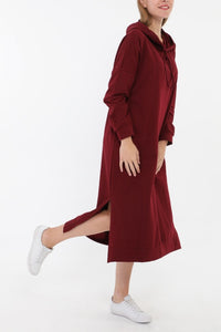 Sweat long SPORTWEAR Capuche  abaya hijab tunique jilbeb mode modeste fashion boutique musulmane femmes voilées couleur bordeaux