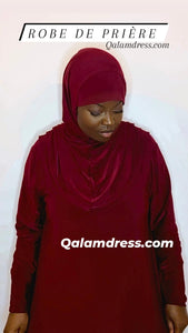 robe de prière  bordeaux hijab hijeb tunique jilbeb mode modeste fashion femmes voilées Qalam Dress Boutique tendance
