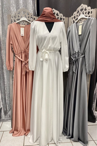 robe hijab satin mariage mode modeste femmes voilées fashion mastour qalam dress boutique vêtements femmes musulmanes pas cher