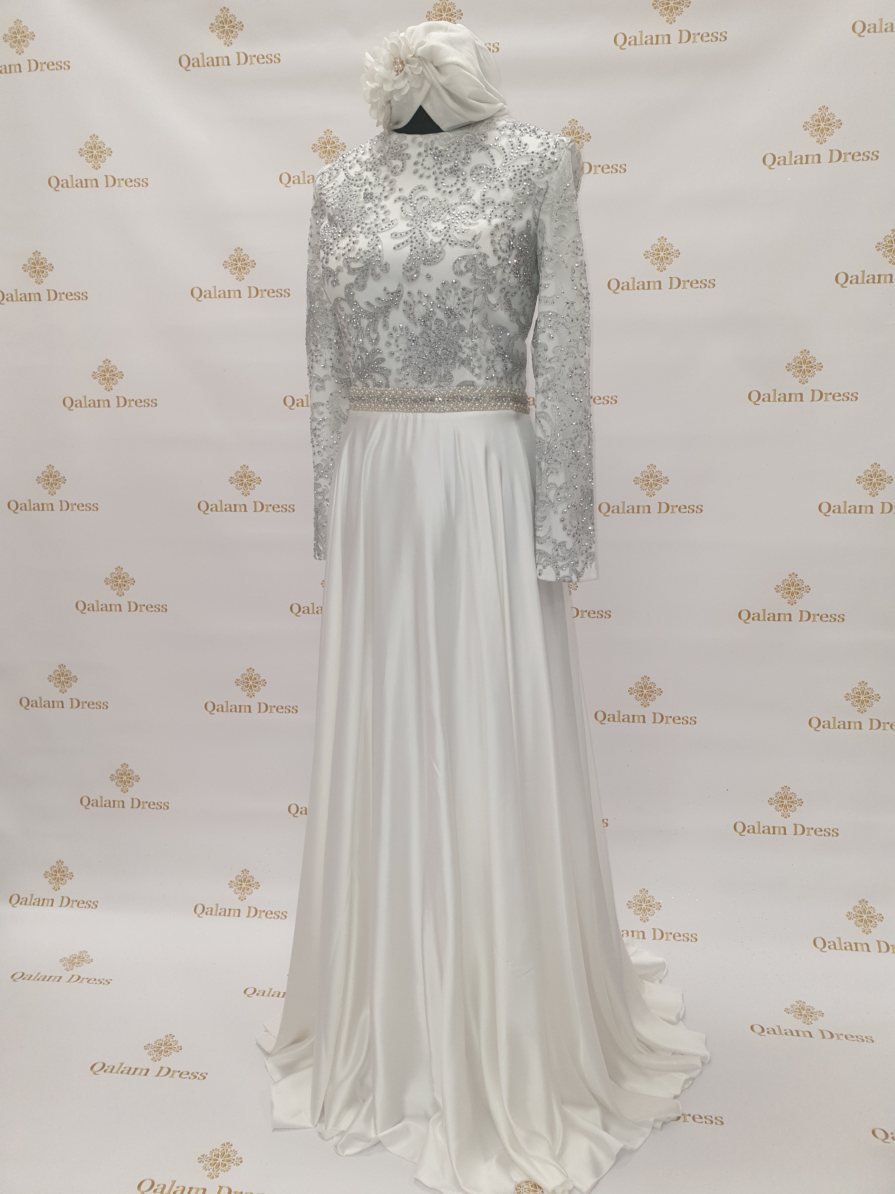 Robe de soirée longue SANAA vieux rose Tendance Hijab-Qalam