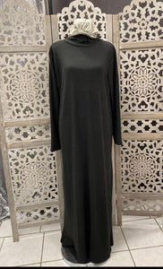 Robe pull Imene grande taille Tendance Hijab taupe marron laine fine qalam dress 