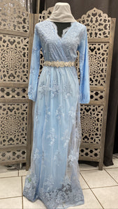 robe de soirée dentelle robe hijab jilbeb robe longue robe de mariage simple robe invitée mariage robe bleu ciel tunique robe longue qalam dress vêtement femme musulmane robe avec hijab abaya hijeb 