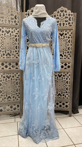 robe de soirée dentelle robe hijab jilbeb robe longue robe de mariage simple robe invitée mariage robe bleu ciel tunique robe longue qalam dress vêtement femme musulmane robe avec hijab abaya hijeb 