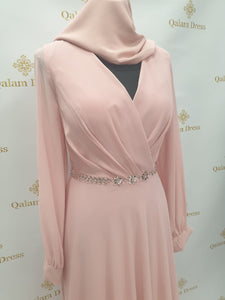 Robe Yusra Rose abaya hijeb hijab tunique jilbeb mode modeste fashion qalam dress boutique musulmane femme voilées hijab france robe abaya blanche