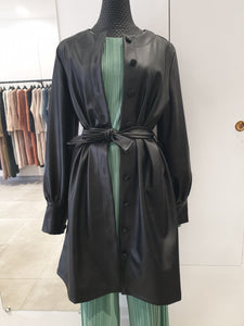 veste longue simili leather cuir noir hijab hijeb jilbab khimar abaya kimono jupe palazzo robe ensemble musc qalam dress boutique vêtements femmes musulmanes pas cher