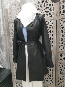 veste longue simili leather cuir noir hijab hijeb jilbab khimar abaya kimono jupe palazzo robe ensemble musc qalam dress boutique vêtements femmes musulmanes pas cher