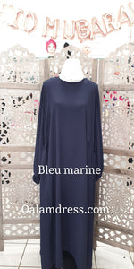 Abaya bleu marine grande taille détails boutique de vetement femme musulmane qalam dress boutique 