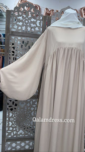 abaya hijab soie de médine grande de taille manches bouffantes vetement femme musulman  qalam dress boutique  de pret à porter femme mode modest 