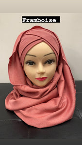 hijab à enfiler jersey rose framboise ramadan aid eid el fitr