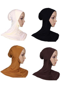 cagoule simple sous hijab long blanc rose, noir, marron, orange clair abaya hijab tunique jilbeb mode modeste fashion boutique musulmane femmes voilées