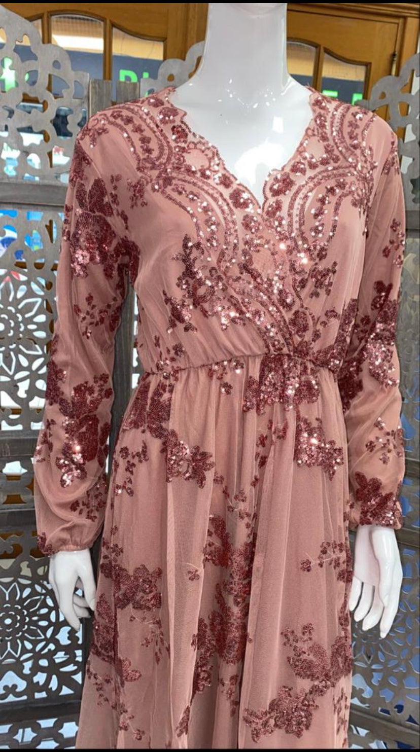 Robe du Soir NAJAH Vieux Rose - Qalam Dress – Qalam Dress
