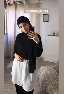 jupe chemise  blanc abaya hijab tunique jilbeb mode modeste fashion boutique musulmane femmes voilées mastour 