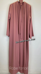 maxi kimono grande taille ceinture tissu evase fashion mode mastour hijab rose fonce qalam dress boutique creteil