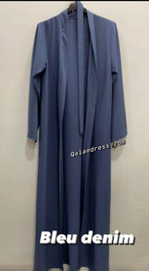 maxi kimono grande taille ceinture tissu evase fashion mode mastour hijab bleu denim boutique de femmes musulmanes