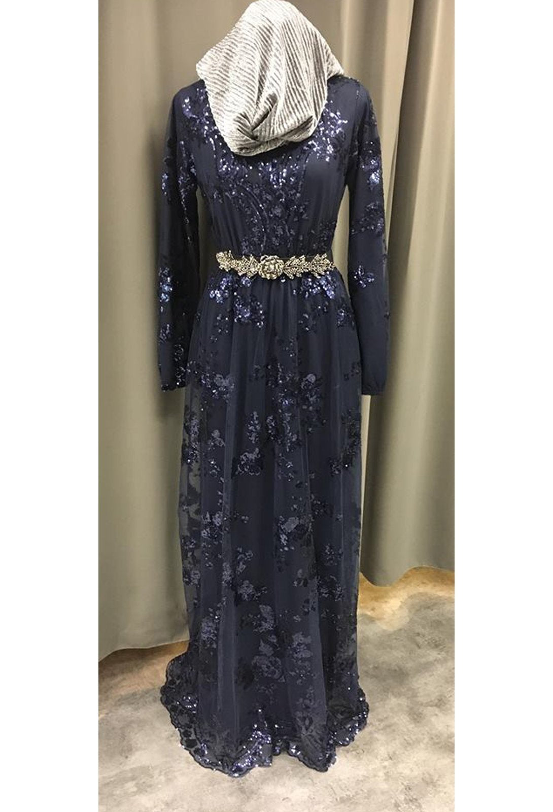 Robe du Soir SANAA Bleu Marine - Robe Evasé - Qalam Dress – Qalam