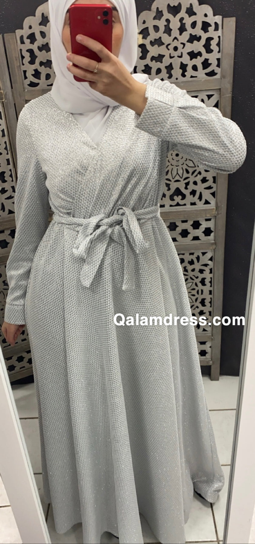 Robe du soir Blanc silver Création Tendance Hijab – Qalam Dress