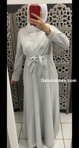 robe du soir soiree hijab blanc argent brillant mariage